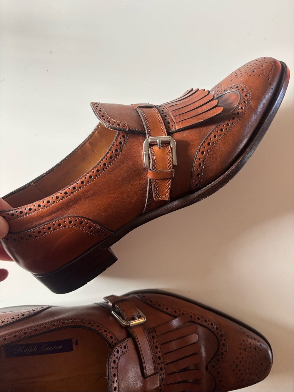 Ralph Lauren Brown Leather Galessa Monk Strap Loafer